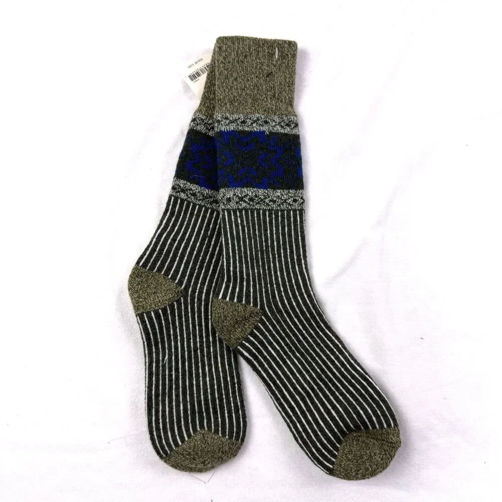 NEW We the Free People Cabin Ribbon Socks Forest Green Blue Wool Blend